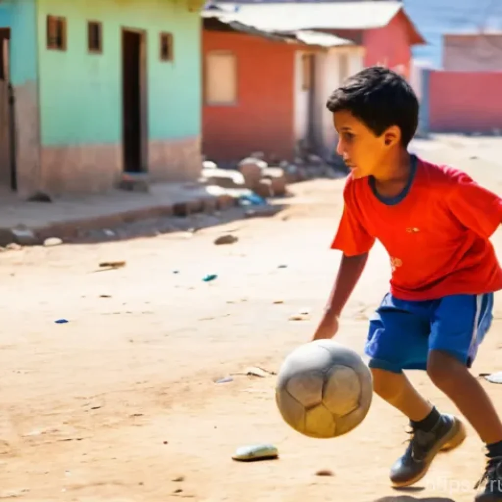 아르투로 비달 선수 분석 - **Prompt: "The Genesis of a Warrior King"**
A young Arturo Vidal, around 8-10 years old, passion...