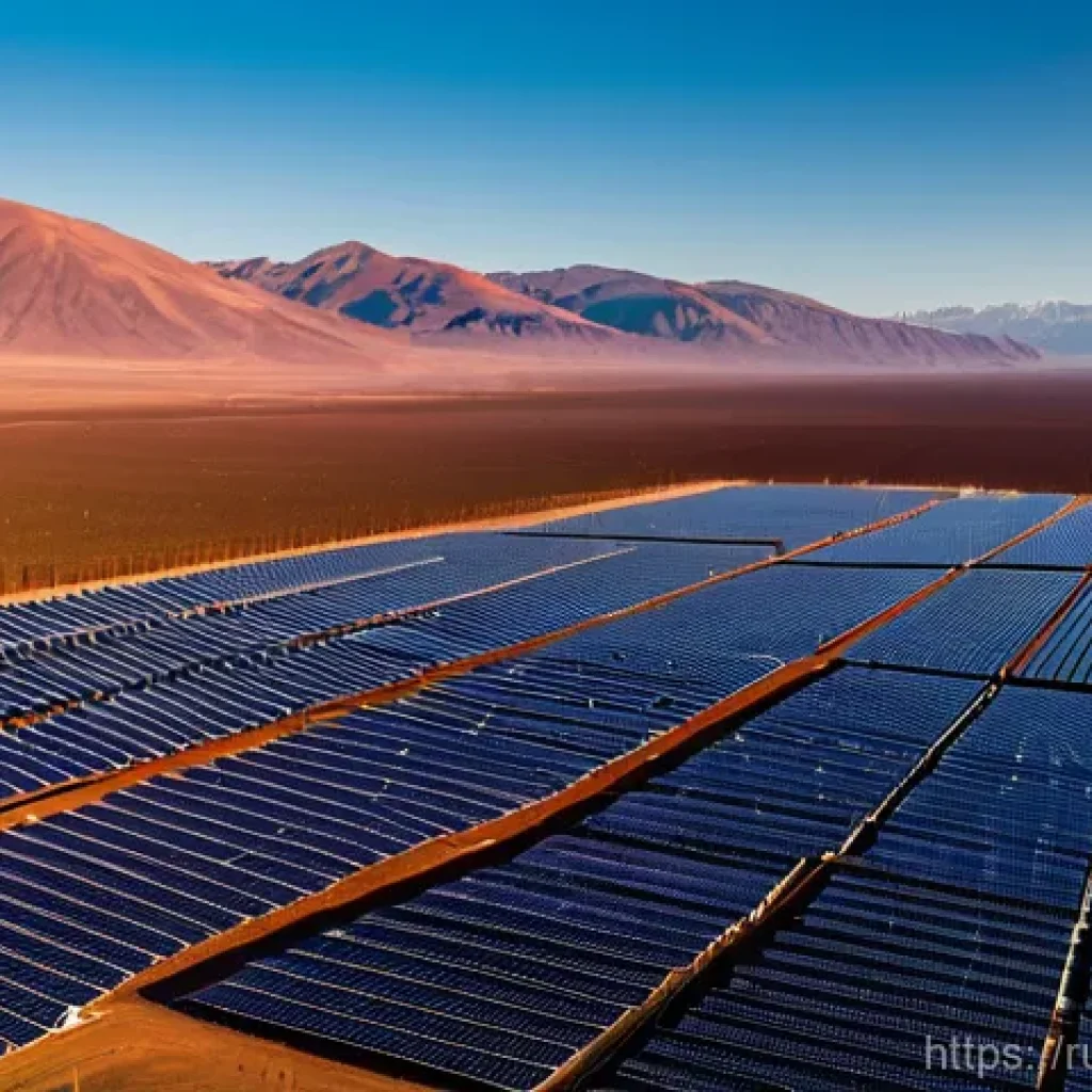칠레의 친환경 에너지 산업 - **Prompt 1: Majestic Atacama Solar Farm at Dawn**
A wide-angle, breathtaking shot of an immense ...