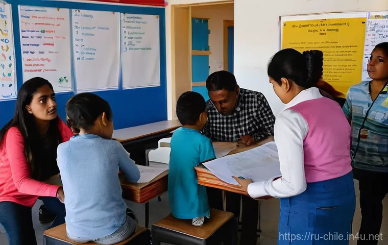 칠레 내 난민 문제와 국제 관계 - **A Resilient Journey Towards Hope:** A poignant, wide-angle shot of a diverse group of migrants, in...