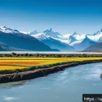 Home 23 칠레의 기후 변화와 환경 문제 - A panoramic view of the Patagonian landscape featuring rapidly retreating glaciers flowing into a ri...